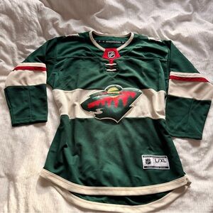 Vintage Minnesota Wild NHL Official Licensed Hockey Jersey Green Cream Red L/XL